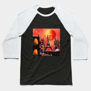 Sunset and romantic Paris Baseball T-Shirt